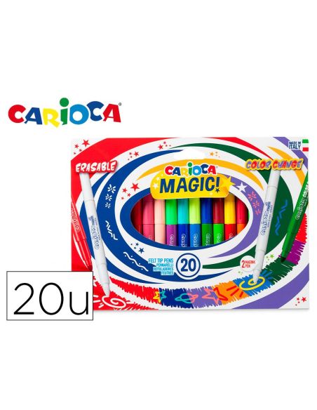 Rotulador Carioca Magic Borrable Caja De 20 Unidades Colores Surtidos