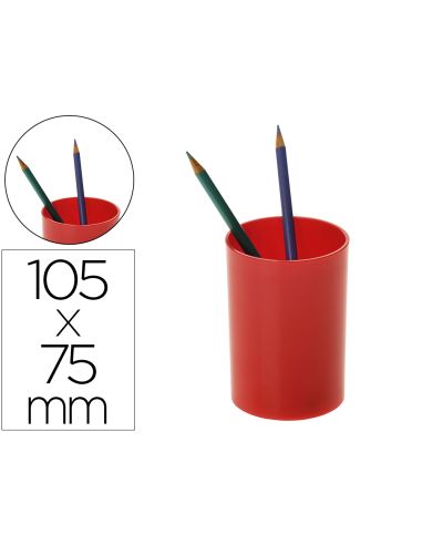 Cubilete Portalapices Archivo 2000 Rojo Opaco Plastico 100% Reciclado Diametro 75 Mm Alto 105 Mm