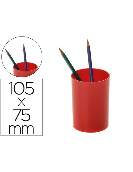 Cubilete Portalapices Archivo 2000 Rojo Opaco Plastico 100% Reciclado Diametro 75 Mm Alto 105 Mm