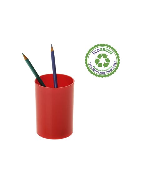 Cubilete Portalapices Archivo 2000 Rojo Opaco Plastico 100% Reciclado Diametro 75 Mm Alto 105 Mm