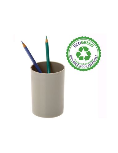 Cubilete Portalapices Archivo 2000 Gris Opaco Plastico 100% Reciclado Diametro 75 Mm Alto 105 Mm