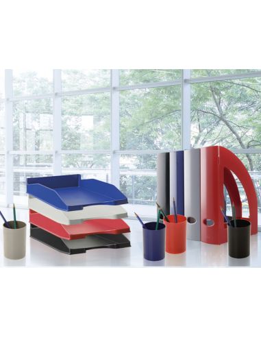 Cubilete Portalapices Archivo 2000 Gris Opaco Plastico 100% Reciclado Diametro 75 Mm Alto 105 Mm