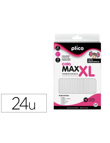 Barra Termofusible Plico Cola Extrafuerte Max Xl 11,5 Mm De Diametro X 200 Mm De Alto Blister De 24 Unidades