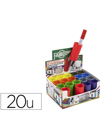 Cubilete Plastico Faibo Magnetico Expositor De 20 Unidades Colores Opacos Surtidos
