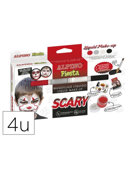 Barra De Maquillaje Alpino Scary Caja De 4 Colores Surtidos + Pincel + Folleto
