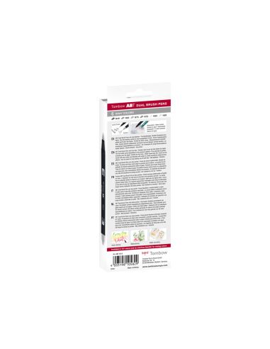 Rotulador Tombow Abt Dual Brush Acuarelable Doble Punta Fina/Pincel Estuche De 6 Colores Gama Grises