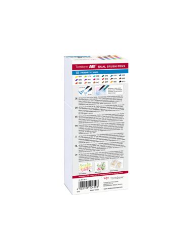 Rotulador Tombow Abt Dual Brush Acuarelable Doble Punta Fina/Pincel Estuche De 18 Colores Primarios