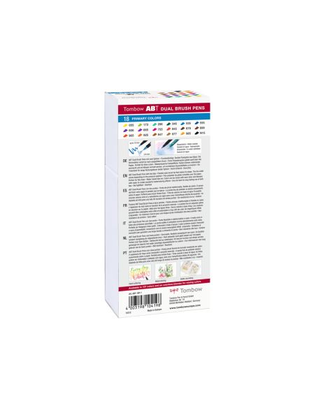 Rotulador Tombow Abt Dual Brush Acuarelable Doble Punta Fina/Pincel Estuche De 18 Colores Primarios