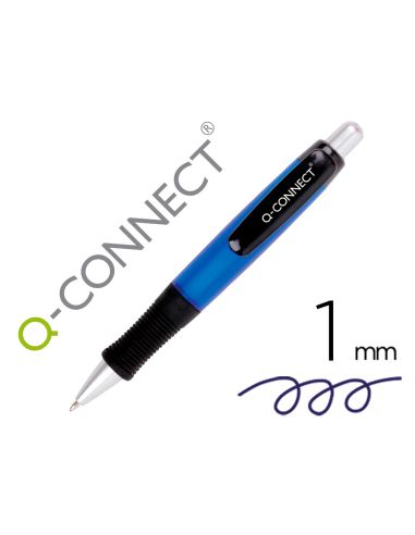 Boligrafo Q-Connect Premium Retractil Con Sujecion De Caucho Color Azul Punta 1 Mm