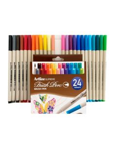 Rotulador Artline Supreme Brush Pintura Base Agua Punta Tipo Pincel Trazo Fino Bolsa 24 Unidades Colores Surtidos 2