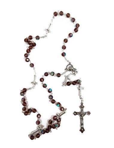 Rosario 6Mm Cristal Amatista Cruces