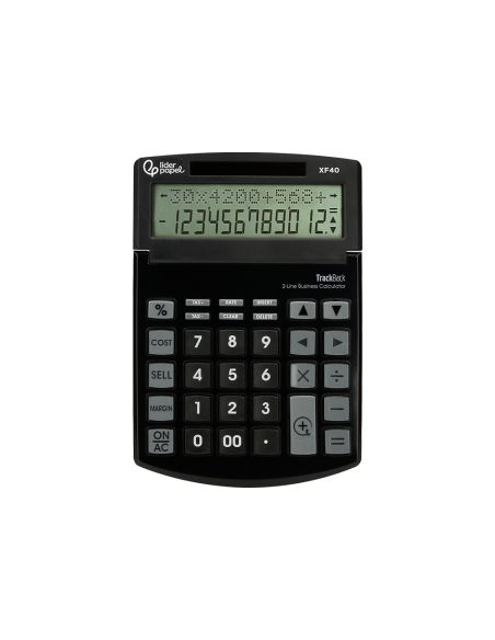 Calculadora Liderpapel Sobremesa Xf40 12 Digitos Dos Lineas Solar Y Pilas Negro 175X120X30 Mm 40% Reciclada