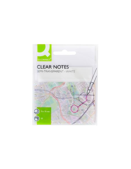 Bloc De Notas Adhesivas Quita Y Pon Q-Connect 76X76 Mm Removible Plastico Translucido Blanco 50 Hojas