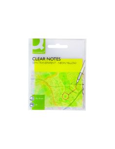 Bloc De Notas Adhesivas Quita Y Pon Q-Connect 76X76 Mm Removible Plastico Translucido Amarillo Neon Con 50 Hojas 2