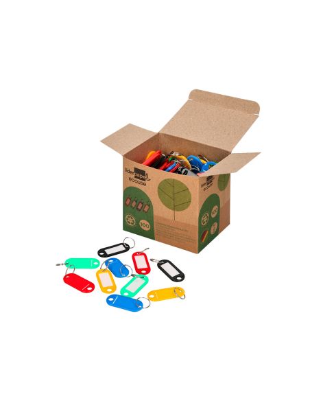Llavero Portaetiquetas Liderpapel Ecouse Fabricado En Plastico Reciclado Caja De 100 Unidades