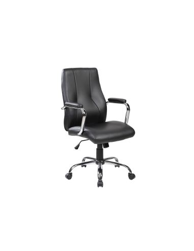 Silla Rocada Direccion Simil Piel Con Brazos Base Metalica Cromada Diametro 700Mm Respaldo 730Mmx500Mm
