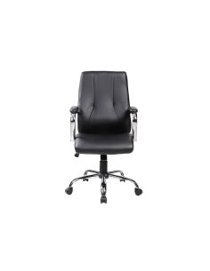 Silla Rocada Direccion Simil Piel Con Brazos Base Metalica Cromada Diametro 700Mm Respaldo 730Mmx500Mm 2