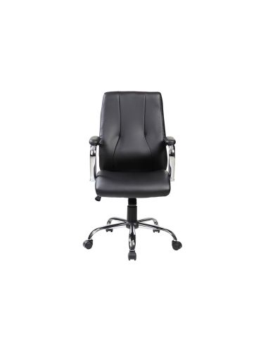 Silla Rocada Direccion Simil Piel Con Brazos Base Metalica Cromada Diametro 700Mm Respaldo 730Mmx500Mm