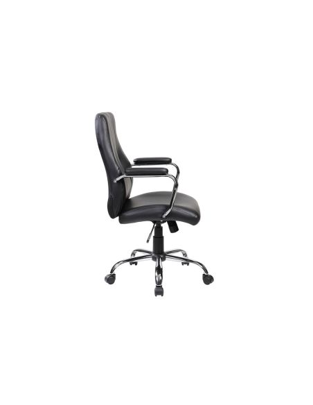 Silla Rocada Direccion Simil Piel Con Brazos Base Metalica Cromada Diametro 700Mm Respaldo 730Mmx500Mm