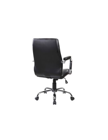 Silla Rocada Direccion Simil Piel Con Brazos Base Metalica Cromada Diametro 700Mm Respaldo 730Mmx500Mm