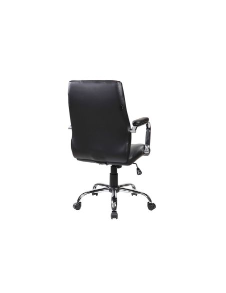 Silla Rocada Direccion Simil Piel Con Brazos Base Metalica Cromada Diametro 700Mm Respaldo 730Mmx500Mm