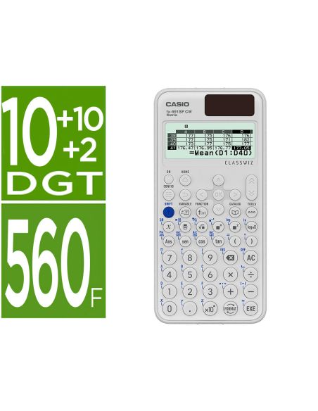 Calculadora Casio Fx-991Sp Cw Iberia Classwiz Cientifica 560 Funciones 9 Memorias 10+2 Digitos 5 Idiomas Con Tapa