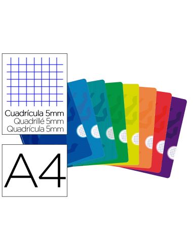Libreta Escolar Oxford Openflex Tapa Flexible Optik Paper 48 Hojas Din A4 Cuadro 5 Mm Colores Surtidos