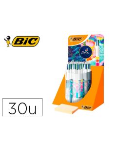 Boligrafo Bic Cuatro Colores Decorados Punta De 1 Mm Expositor De 30 Unidades