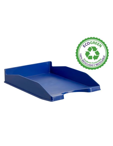 Bandeja Sobremesa Archivo 2000 Ecogreen Plastico 100% Reciclada Apilable Formatos Din A4 Y Folio Color Azul