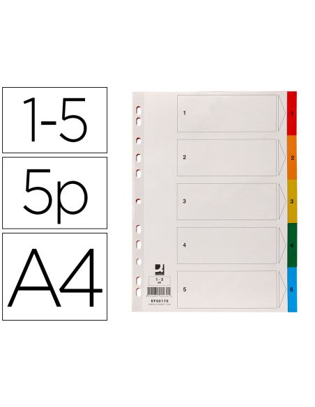 Separador Q-Connect Plastico Juego De 5 Separadores Din A4 Multitaladro