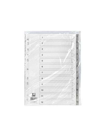 Separador Numerico Q-Connect Plastico 1-12 Juego De 12 Separadores Din A4 Multitaladro