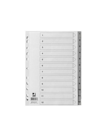 Separador Numerico Q-Connect Plastico 1-12 Juego De 12 Separadores Din A4 Multitaladro
