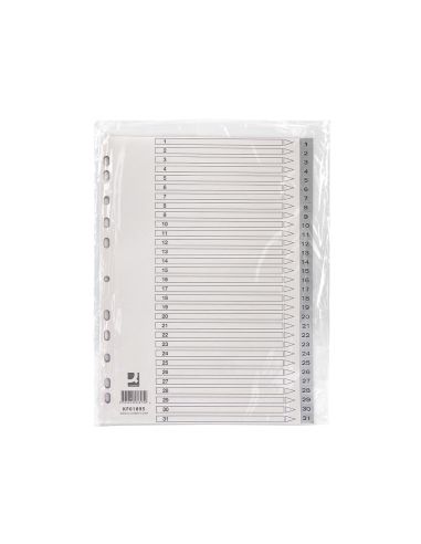 Separador Numerico Q-Connect Plastico 1-31 Juego De 31 Separadores Din A4 Multitaladro