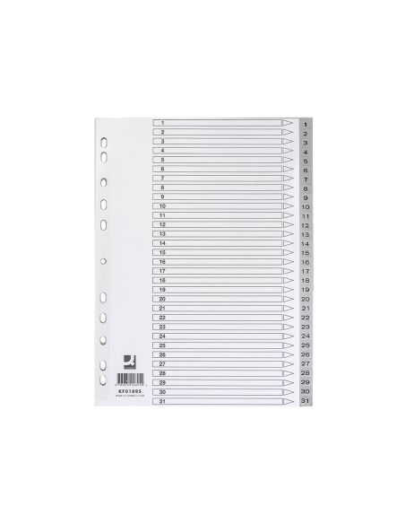 Separador Numerico Q-Connect Plastico 1-31 Juego De 31 Separadores Din A4 Multitaladro