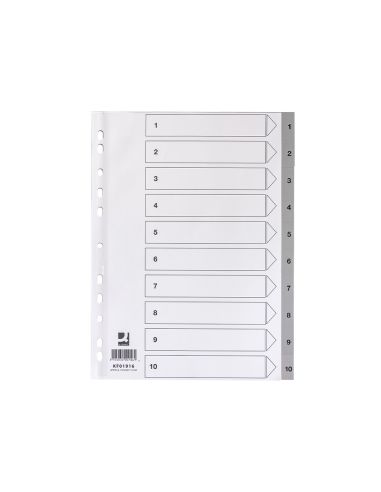 Separador Numerico Q-Connect Plastico 1-10 Juego De 10 Separadores Din A4 Multitaladro
