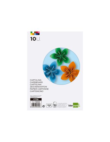 Cartulina Liderpapel 50X65 Cm 180G/M2 10 Colores Surtidos Paquete De 10 Hojas