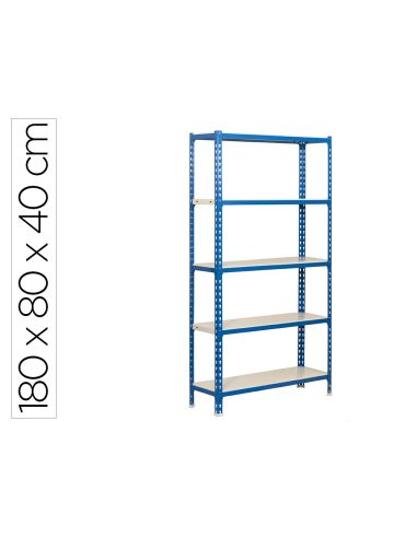 Estanteria Metalica Simonrack Kit Simonclick Mini 5/400 Color Azul/Blanco 5 Estantes 180 Kg Por Estante 180X80X40Cm