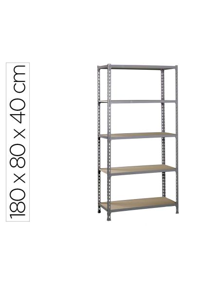 Estanteria Metalica Simonrack Kit Maderclick Mini 5/400 Color Gris/Madera 5 Estantes 150 Kg Por Estante 180X80X40Cm