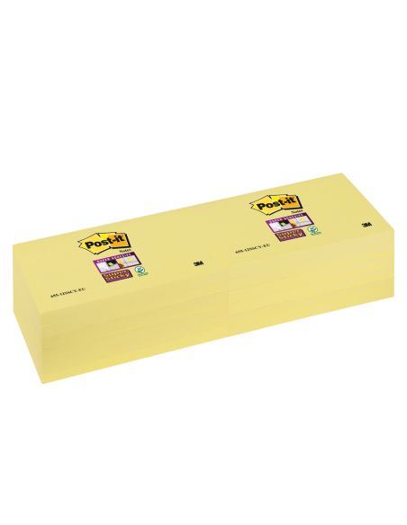 Bloc De Notas Adhesivas Quita Y Pon Post-It Super Sticky 76X76 Mm Con 12 Bloc Amarillo Canario