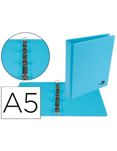 Carpeta De 4 Anillas 25 Mm Redondas Liderpapel A5 Carton Forrado Pvc Azul