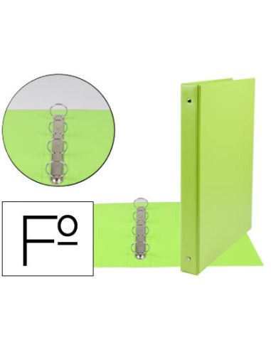 Carpeta Liderpapel 4 Anillas 25 Mm Redondas Plastico Folio Color Verde Pistacho