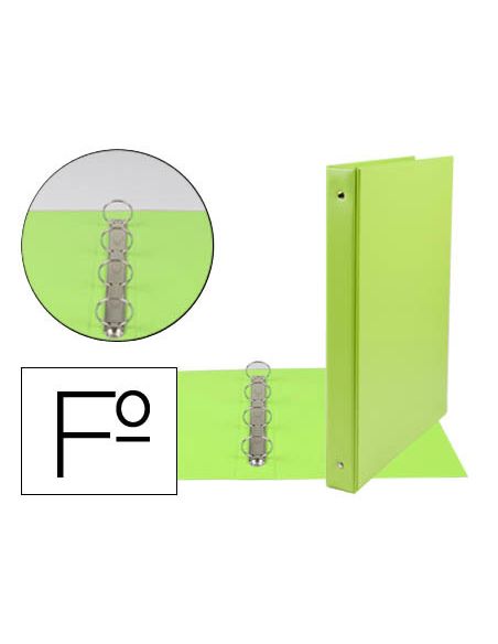 Carpeta Liderpapel 4 Anillas 25 Mm Redondas Plastico Folio Color Verde Pistacho