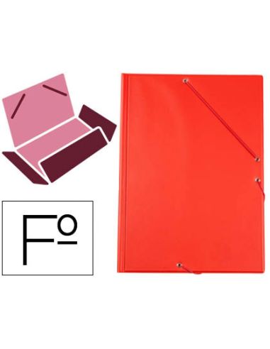 Carpeta Liderpapel Gomas Tres Solapas Plastico Folio Color Rojo