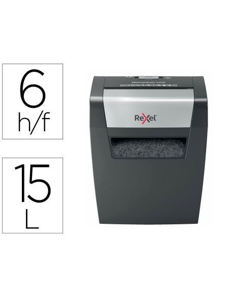 Destructora De Documentos Rexel Momentum X406 P4 Capacidad De Corte 6 Hojas Destruye Grapas Y Clips