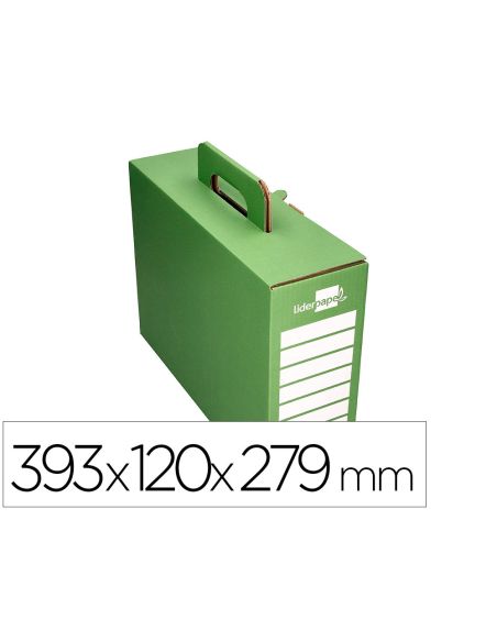 Caja Archivador Definitivo Liderpapel Carton Reforzado Con Asa Color Verde Cheque Libro 393X120X279Mm