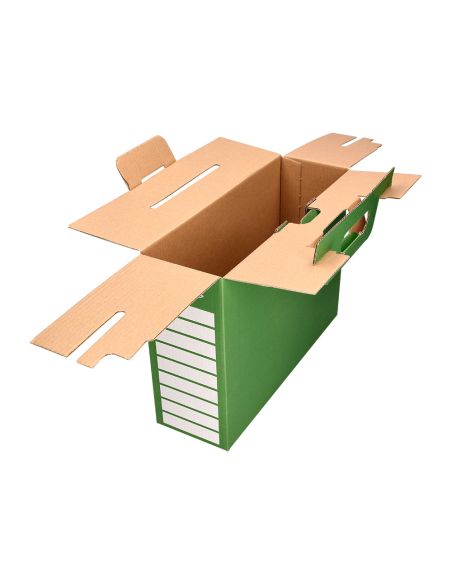 Caja Archivador Definitivo Liderpapel Carton Reforzado Con Asa Color Verde Cheque Libro 393X120X279Mm