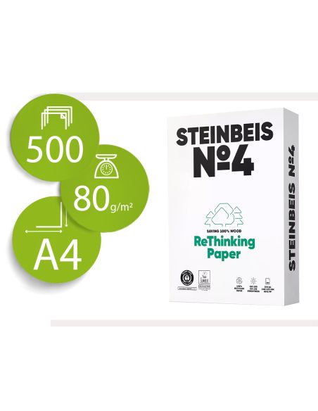Papel Fotocopiadora Steinbeis N.4 100% Reciclado Din A4 80 Gramos Paquete De 500 Hojas