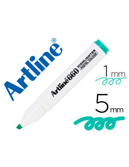 Rotulador Artline Fluorescente Ek-660 Verde Pastel Punta Biselada