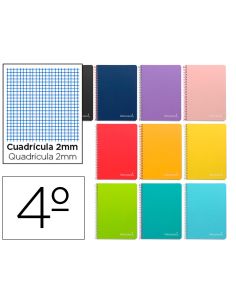 Cuaderno Espiral Liderpapel Cuarto Witty Tapa Dura 80H 75Gr Milimetrado 2Mm Colores Surtidos