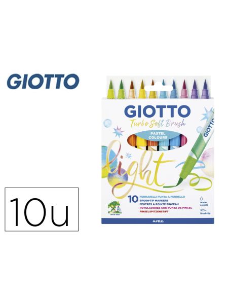 Rotulador Giotto Turbo Soft Brush Pastel Punta De Pincel Caja De 10 Unidades Colores Surtidos